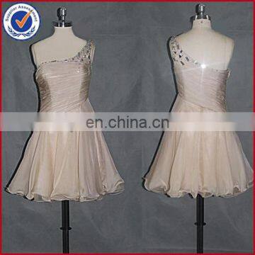 one shoulder chiffon new prom dress short sweet dress2014