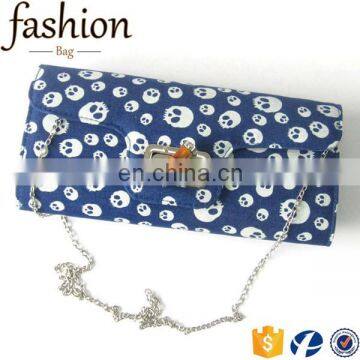 CR Sample available western styles jeans material envelpe shape skull pattern popular luxury denim fabric handbags