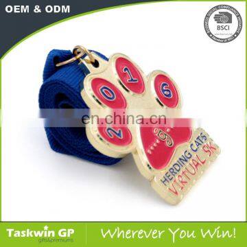 custom dog paw shaped metal medal manufacturer in China