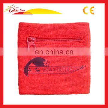 Sports Cotton Wrist Sweat Band With Pocket