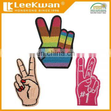 New Fabric Peace Fingers Win Heat Transfer Embroidery Clothes Patches