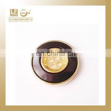 4 hole resin button with gold rim