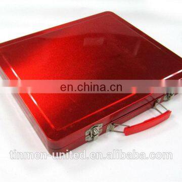 Fancy tin tools box with handle/Metal tin suitcase