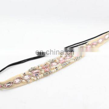 Elastic Headband With Rhinestone Pearl Hair Accessories Bohemia Crystal Pearl Elastic Hair Bands Women photo-4