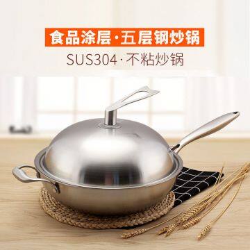 Full Screen Wok Energy Gathering Honeycomb Frying Pan Uncoated Stainless Steel Pot Wholesales