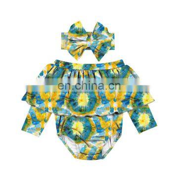 Baby Off Shoulder Bodysuit Fall Kids Clothing Tie Dye Romper photo-3