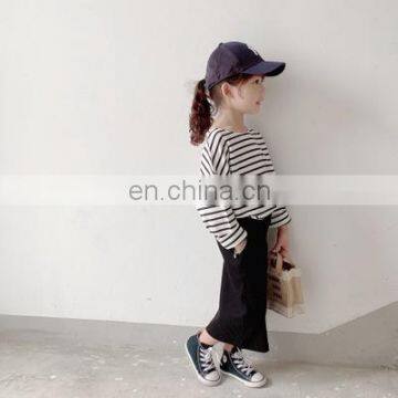 2020 Autumn and Winter Children's Clothing Full Cotton Pit Strip Front Slit Girls Black Skirt Parent-child Wear