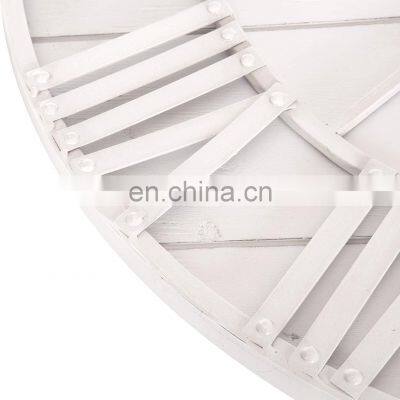 24 Inch Monochromatic Whitewash Roman Numeral Wall Wood Clock photo-5