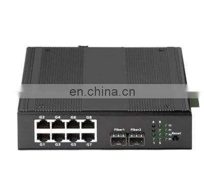 DIN Rail Network Switch 10 10/100/1000M Port 8 POE+2 SFP Managed Industrial Grade Model