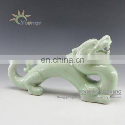 Antique Chinese Ceramic Porcelain Mascot Jade Dragon Statue