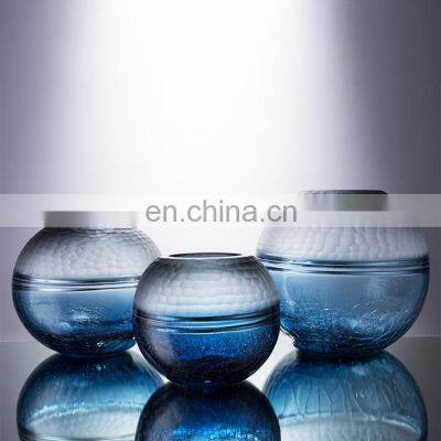 Nordic Glass Jars Containers Flower Decorative Vase Home Decoration Blue Glass Vase