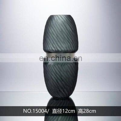 Luxury Home Decoration And Garden Flower Grey Gilded Glass Bottle Vase For Home Decor photo-2