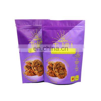 Free Sample Custom Printing Stand up Dried Food Packaging Pouches Zip Lock Plastic Bags for Cookie Biscuit