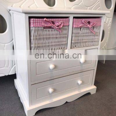 White Chest Drawers Storage Unit Wicker Baskets Pink Girls Furniture Shabby Chic photo-2