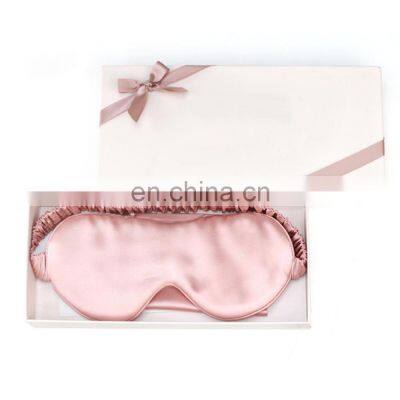 Customised 100% Pure Silk 25 Momme Mulberry Sleep Sleep Soft Pink Eye Mask Blindfol and Bag