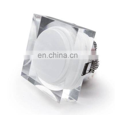 Warm White Round Square Recessed Down Light Indoor Hotel Home Crystal Aluminum 3W 5W COB Ceiling Spotlight