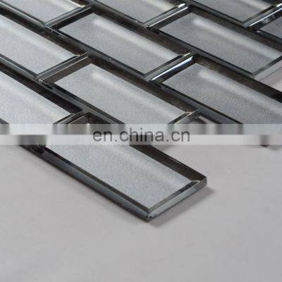 Home Decor Kitchen Wall Beveled Mirror Aqua Grey Glass Mosaic Tile photo-5