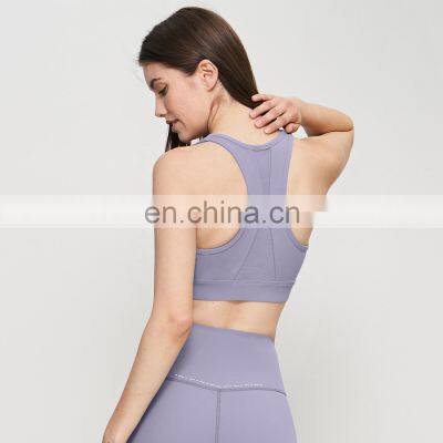 Front Zipper Mesh Gym Racerback Sports Bras Custom Logo High Support Yoga Tank Tops