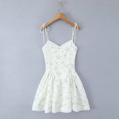 French Retro Fishbone Shaping Corset Dress with Sexy Print for 2025 Spring Season - Beach Vacation Strapless Dress