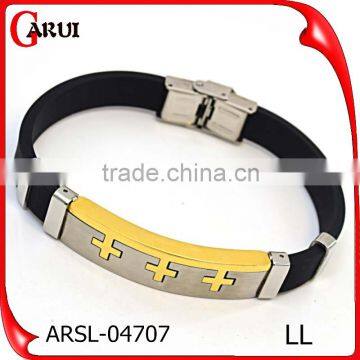 Fashion Bracelet Silicone Wristband Cross Steel Silicon Bracelet photo-3