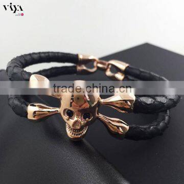 2016 Hot Products Classic Models Charm Genuine Men Leather Python/ Stingray Bracelet VJPT-071B