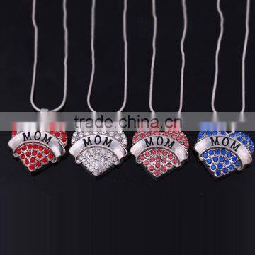 Jewelry wholesale MOM diamond heart-shaped Crystal pendant necklace alloy jewelry pendant