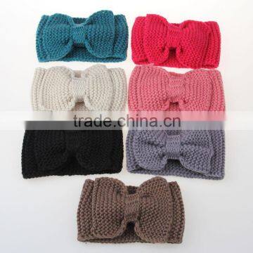 Fashion Cute Bowknot Flower Plain Knitting Lady Women Headband