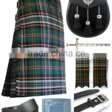 Scottish Heritage Of Ireland 7 Yard Kilt Set Made Of Fine Quality Wool Tartan