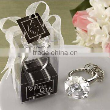 Simulated Diamond Ring Key Chain for Birthday Gift