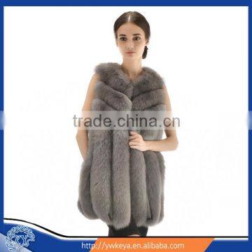 Long Style 2015 Luxurious Whole Hide Big Bar Fox Fur Vest