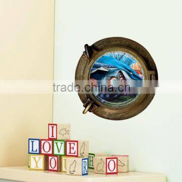 ALFOREVER 3D PVC shark circle window decals,pvc wall sticker