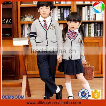 2015 Wholesale Japan&Korean style uniform for school fashion child clothes outfits all grades cardigan school uniform (ulik-022)