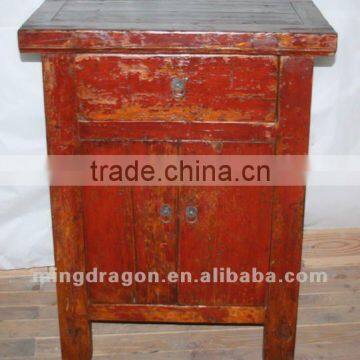 Chinese antique furniture pine red color one drawer two door cabinet