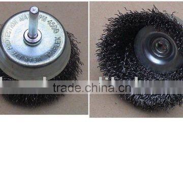 Cup brushes-crimped wire with shank