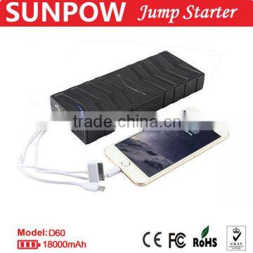 SUNPOW 18,000mAh super power bank portable 12V gasoline and diesel Li-polymer car jump starter