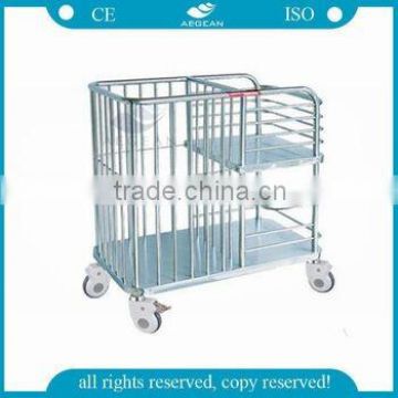 AG-SS061 CE ISO modern 2 layers with 4 wheels hospital stainless steel hospital carts