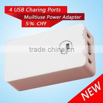 High quality 4 port mini cell phone super charger with LED switch button