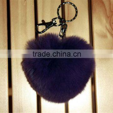 2016 New Fashion Heart Shape Geniune Rabbit Fur Ball Keyrings Fur Accessori photo-4