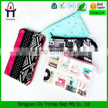 Three compartments pencil case triple zipper pockets pencil bag