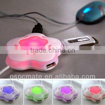 flower shape usb hub with led light as promotional gifts