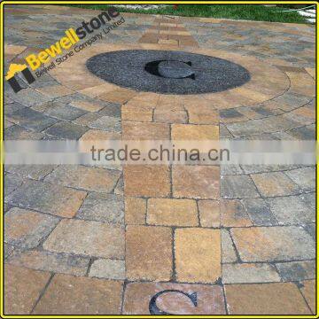 Granite Pattern Compass Paver driveway Corinthian granite medallions