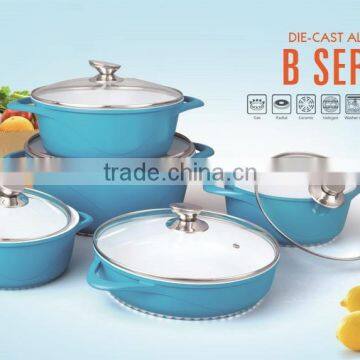 Hot sale Die-cast ceramic aluminium cookware set