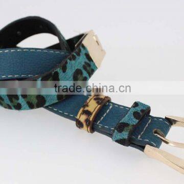 2015 Plain Bule Fashion pu Women Jeans Belt With Leopard Point Leather in YiWu photo-4