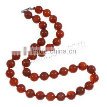 10mm With Nylon Cord Red Agate Necklace