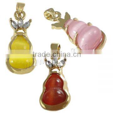 Real Gold Plated Zinc Alloy Cats Eye Pendants