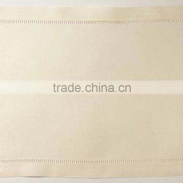 Square hemstitch ivory linen placemat