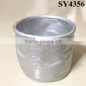 Pot for plant indoor ceramic silver flower pot