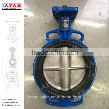 LAPAR International LPB Series Iron Butterfly Valve, Wafer Style, Nickel Plated Ductile Iron Disc, EPDM Seat, Lever Handle