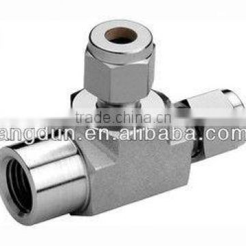 Female Run Tee, Instrument Tube fitting, 316SS tee