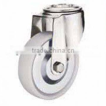 Industrial caster plain bearing, stainless steel 304 nylon caster, bolt hole, hollow stem